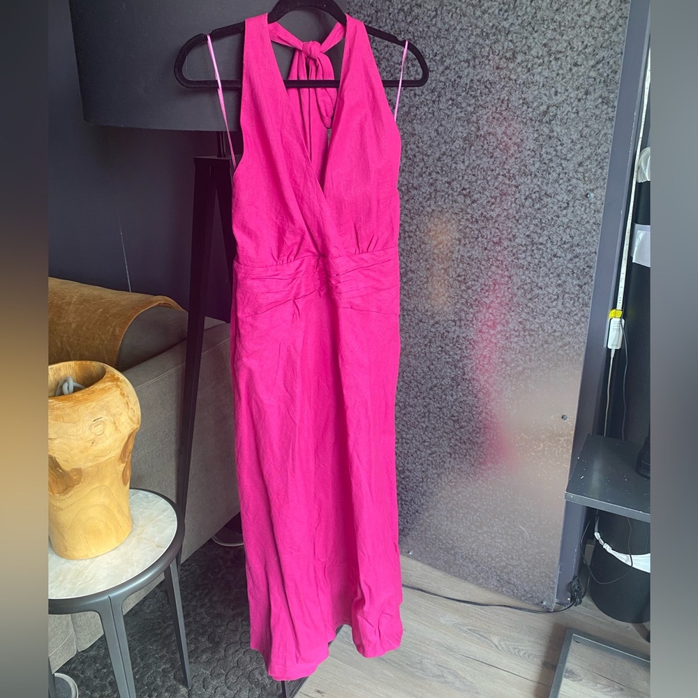 Zara Halter Top Midi Linen-blend dress (M)